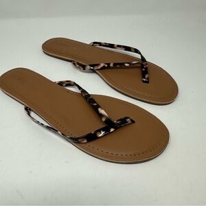 J. Crew Factory Brown Sandals with Black Patterned Straps